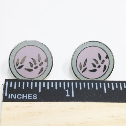 Vintage Laurel Burch "Bamboo" Post Earrings, Pastel Enamel, Gold Plated, 1980s