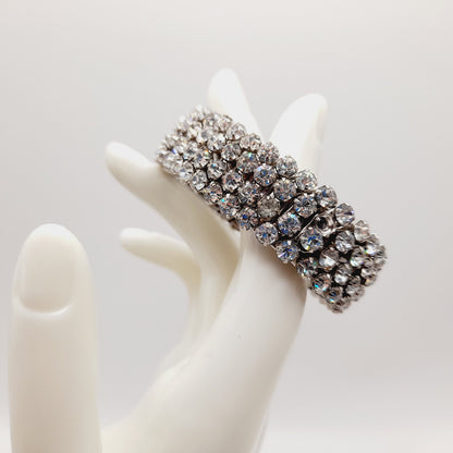 Vintage Airflex Rhinestone Bracelet – Wide Stretch Band, Made in USA, Mid-Century