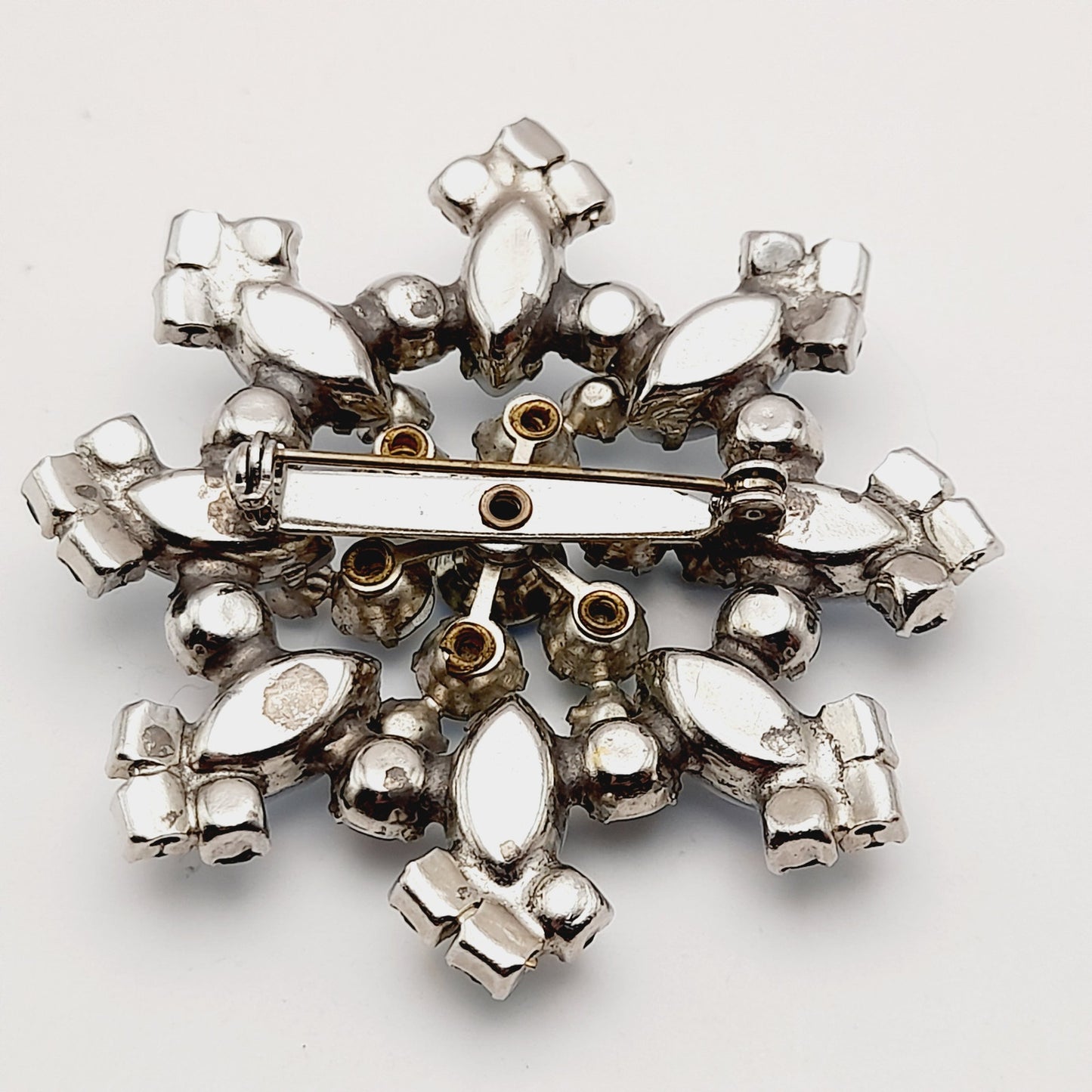 Vintage Blue Aurora Borealis Snowflake Brooch Pin