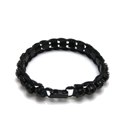 Weiss Black Japanned Bracelet, Black Rhinestones, 1950s Vintage Jewelry