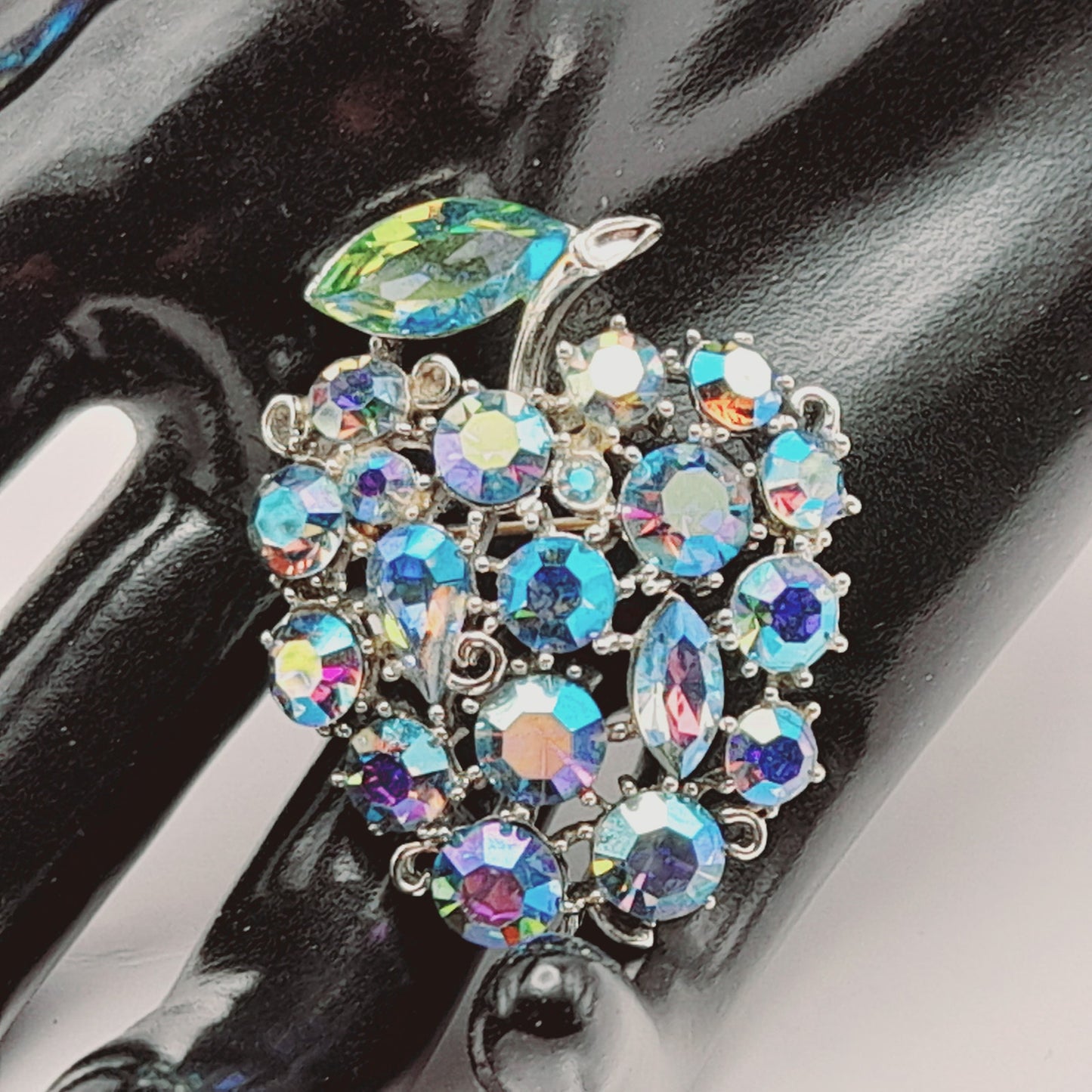 Vintage Lisner Blue Aurora Borealis Fruit Brooch