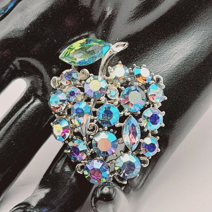 Vintage Lisner Blue Aurora Borealis Fruit Brooch