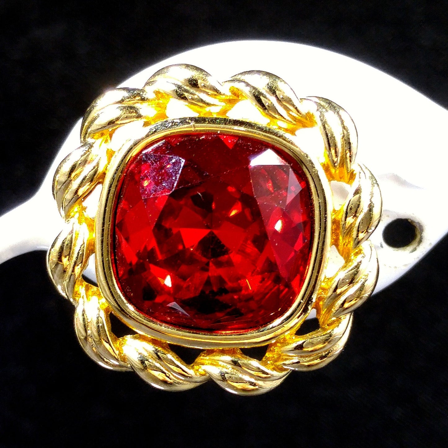 Swarovski Red Crystal Earrings, Gold Plated, Stamped SAL, 1970s Vintage Jewelry