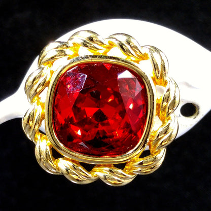 Swarovski Red Crystal Earrings, Gold Plated, Stamped SAL, 1970s Vintage Jewelry