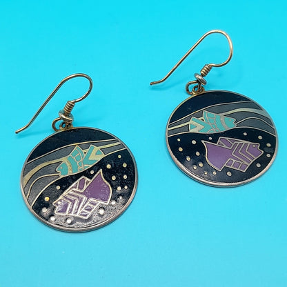 Vintage Laurel Burch "Tropical Fish" Drop Earrings, Gold Plated, 1980s