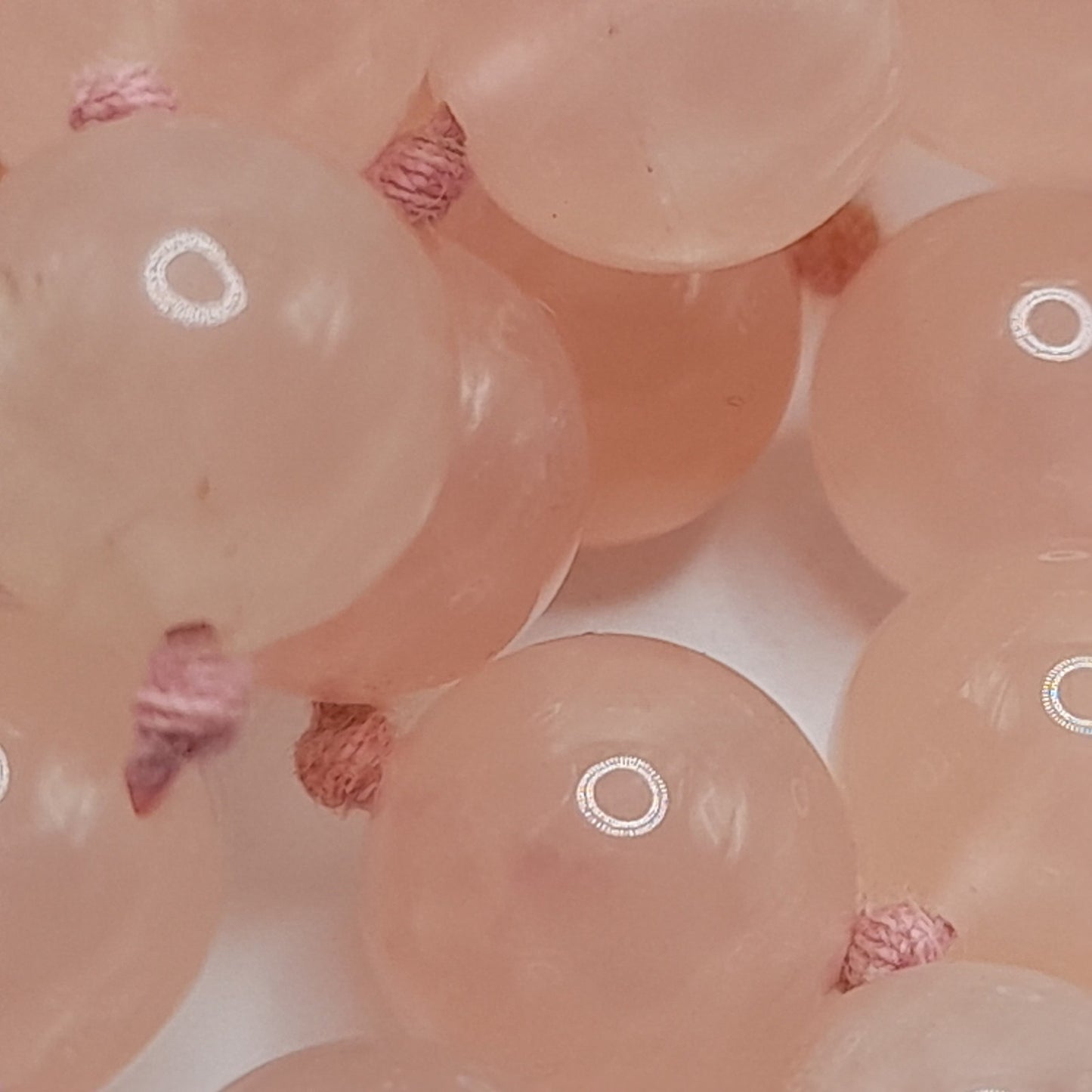 Vintage Pink Quartz Hand-Knotted Necklace – 30 Inches, No Clasp