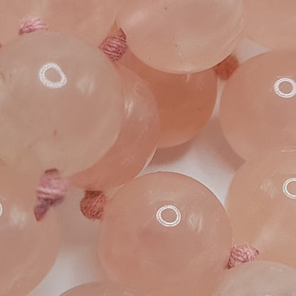 Vintage Pink Quartz Hand-Knotted Necklace – 30 Inches, No Clasp