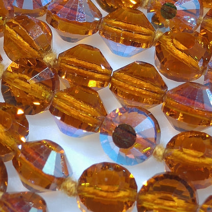 Topaz Austrian Crystal Beaded Necklace, 60 Inches, Aurora Borealis, 1960s Vintage Jewelry