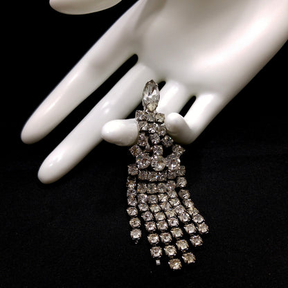 Vintage Kandell & Marcus N.Y. Brooch, Chandelier Clear Rhinestone Pin, 1940s
