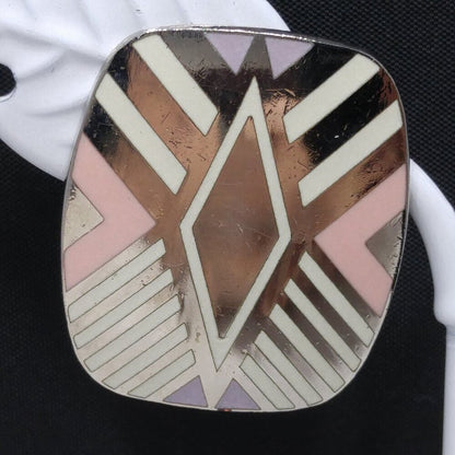 Vintage Laurel Burch "Quintessence" Geometric Earrings, Rhodium Plated, 1 1/8"