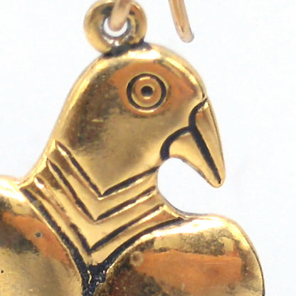 Laurel Burch Gold Plated Parrot Earrings, Gold Filled Ear Wires, 1980s Vintage Jewelry