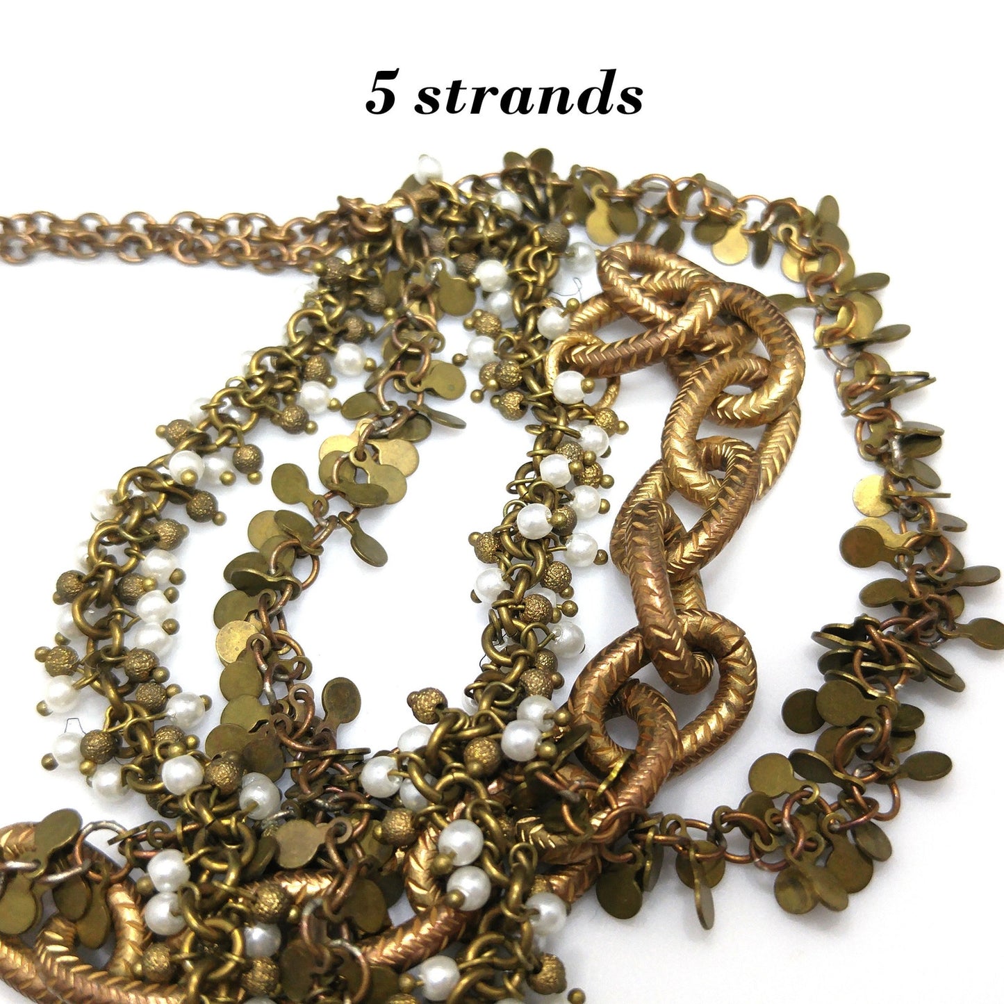 Catherine Popesco France Multi-Strand Necklace Faux Pearls & Crystal 1990s