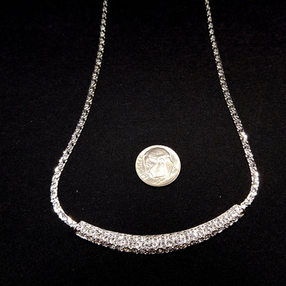 Vintage Swarovski Necklace – Rhodium Plated Pavé Clear Rhinestones, 1990s
