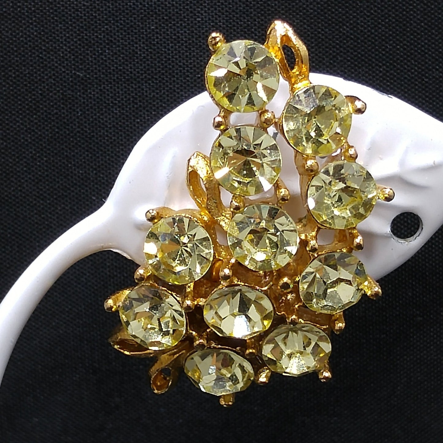 Weiss Light Jonquil Rhinestone Earrings, Gold Plated, Ear Climber, 1960s Vintage Jewelry