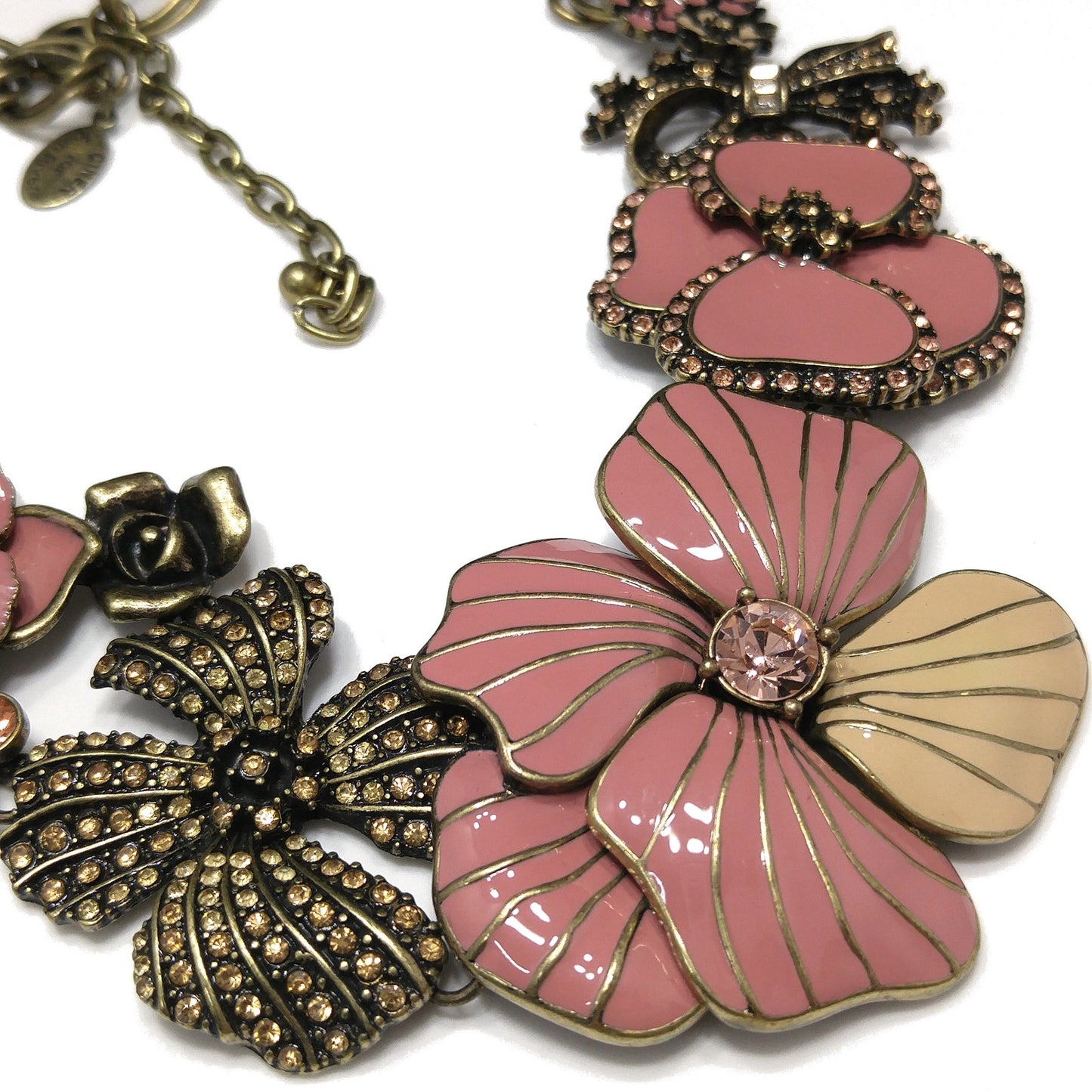 Vintage Ciner for Joan Rivers Pink Enamel Necklace, Classic Collection, 1990s