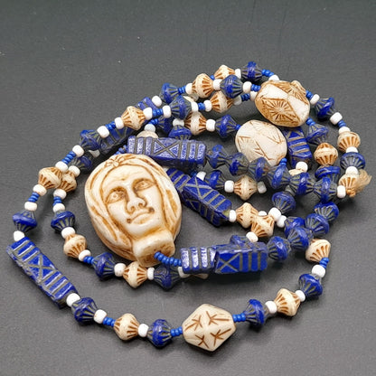 Neiger Brothers Czech Bead Necklace, Art Deco, Uranium Glass, 1920s Vintage Jewelry