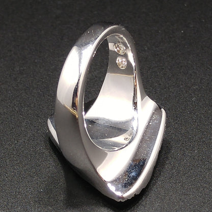 Swarovski Rhinestone Cocktail Ring, Triangular Shape, Clear Smoky & Faux Opal Crystals, Vintage Size 8.5, Swan Logo