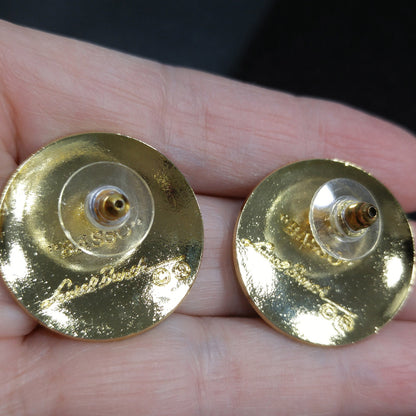 Laurel Burch BASSO Dog Earrings, Gold Plated, 1980s Vintage Jewelry