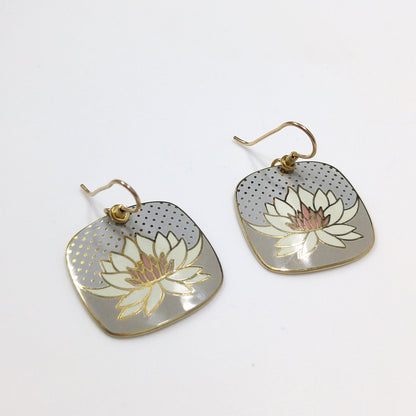 Vintage Laurel Burch Nile Lily Earrings, Gold Plated