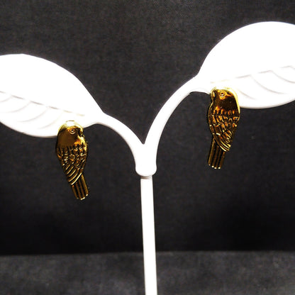 Laurel Burch Lorikeets Post Earrings, Gold Plated, 1980s Vintage Jewelry