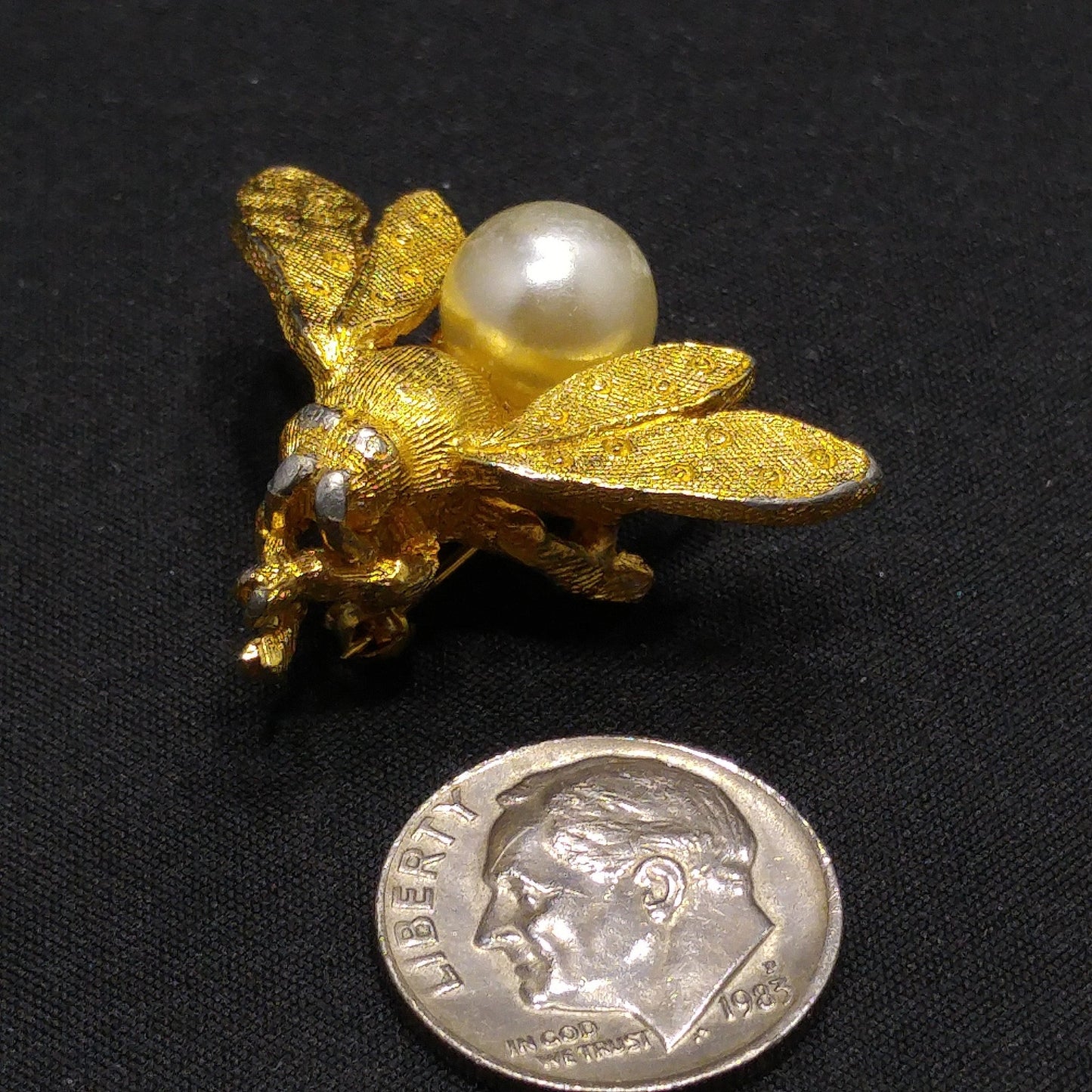 Vintage Hattie Carnegie Insect Brooch, Faux Pearl, 1960s Vintage Jewelry