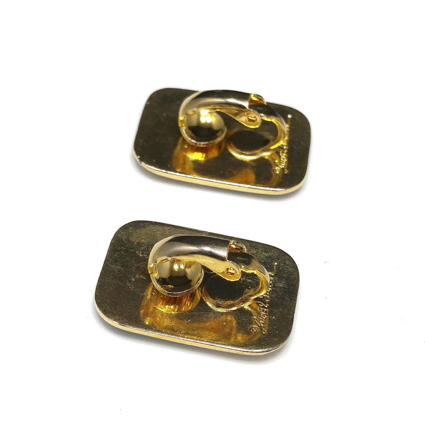Vintage Laurel Burch "Iris" Clip On Earrings, Gold Plated Cloisonné Enamel, 1980