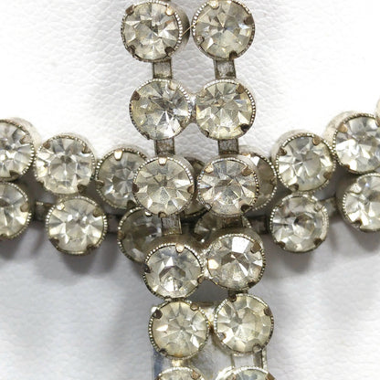 Czecho Slovakia Rhinestone Necklace & Bracelet, Clear Rhinestones, 1930s Vintage Jewelry