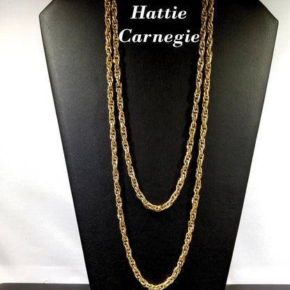 Hattie Carnegie Long Chain Necklace, 48 Inch Length Chain, 1970s Vintage Jewelry