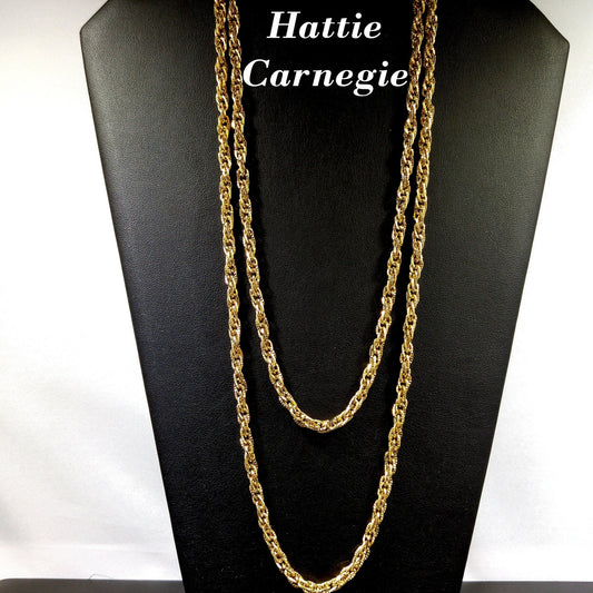 Hattie Carnegie Long Chain Necklace, 48 Inch Length Chain, 1970s Vintage Jewelry