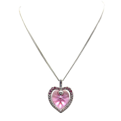 Swarovski “Mom 2003” Pink Heart Crystal Necklace, Swan Logo, Vintage 2000s Jewelry