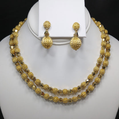 Crown Trifari Brutalist Necklace & Earrings, Electra Trifanium, 1960s Vintage Jewelry