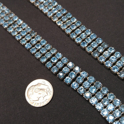Kramer Blue Rhinestone Necklace, Rhodium Plated, 1960s Vintage Jewelry