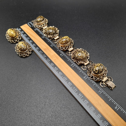 Vintage Glitter Lucite Bracelet Earrings Set, Book Chain, 1950s Vintage Jewelry