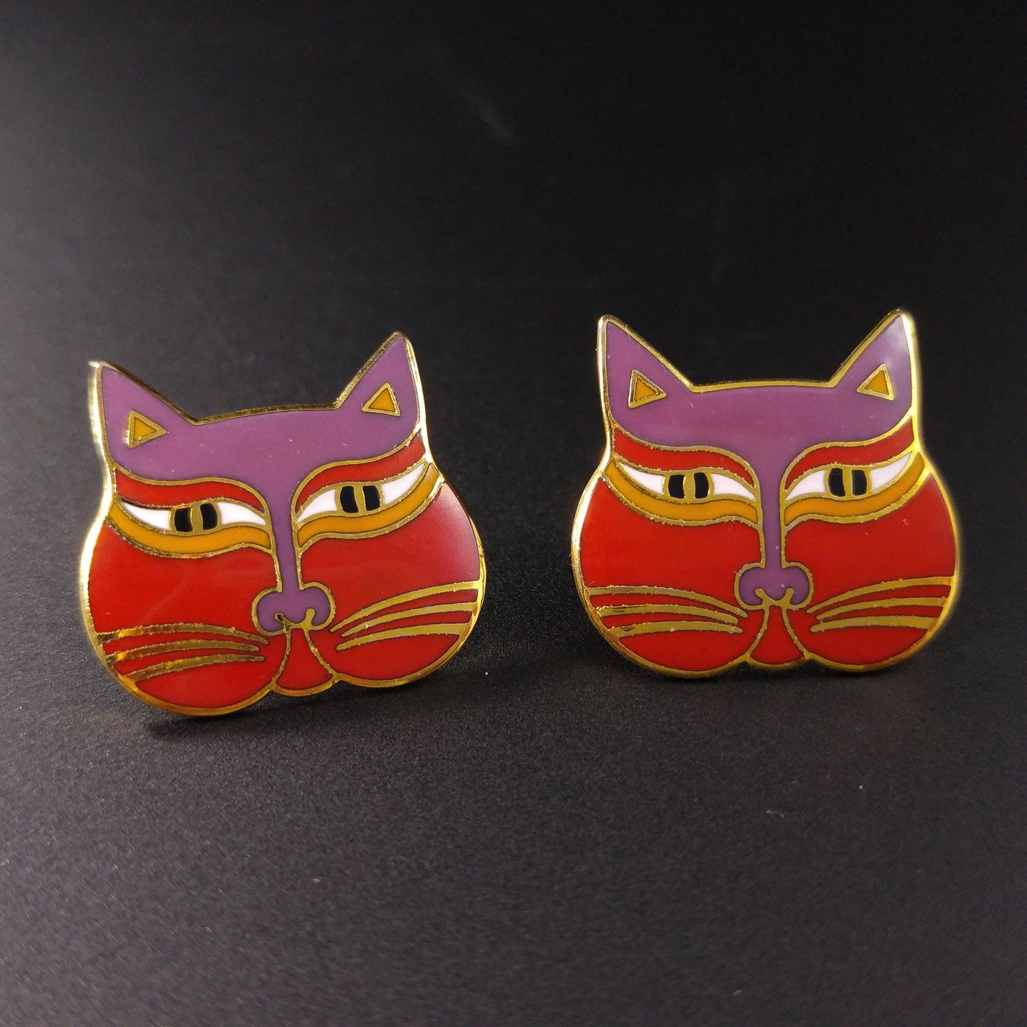 Laurel Burch "Siamese Cats" Post Earrings, 1980s Vintage Jewelry