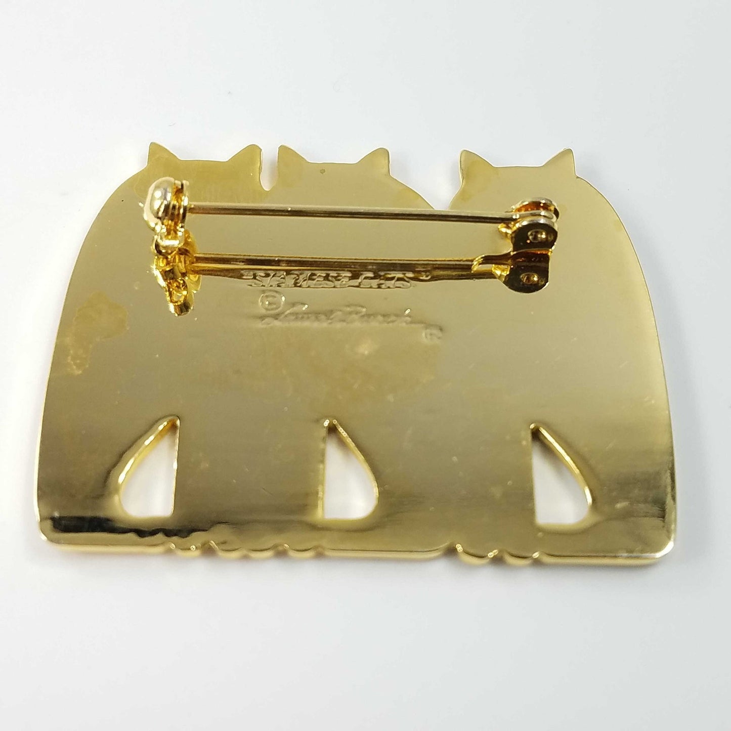 Vintage Laurel Burch Siamese Cats Cloisonné Enamel Gold Brooch Pin 1980s Jewelry