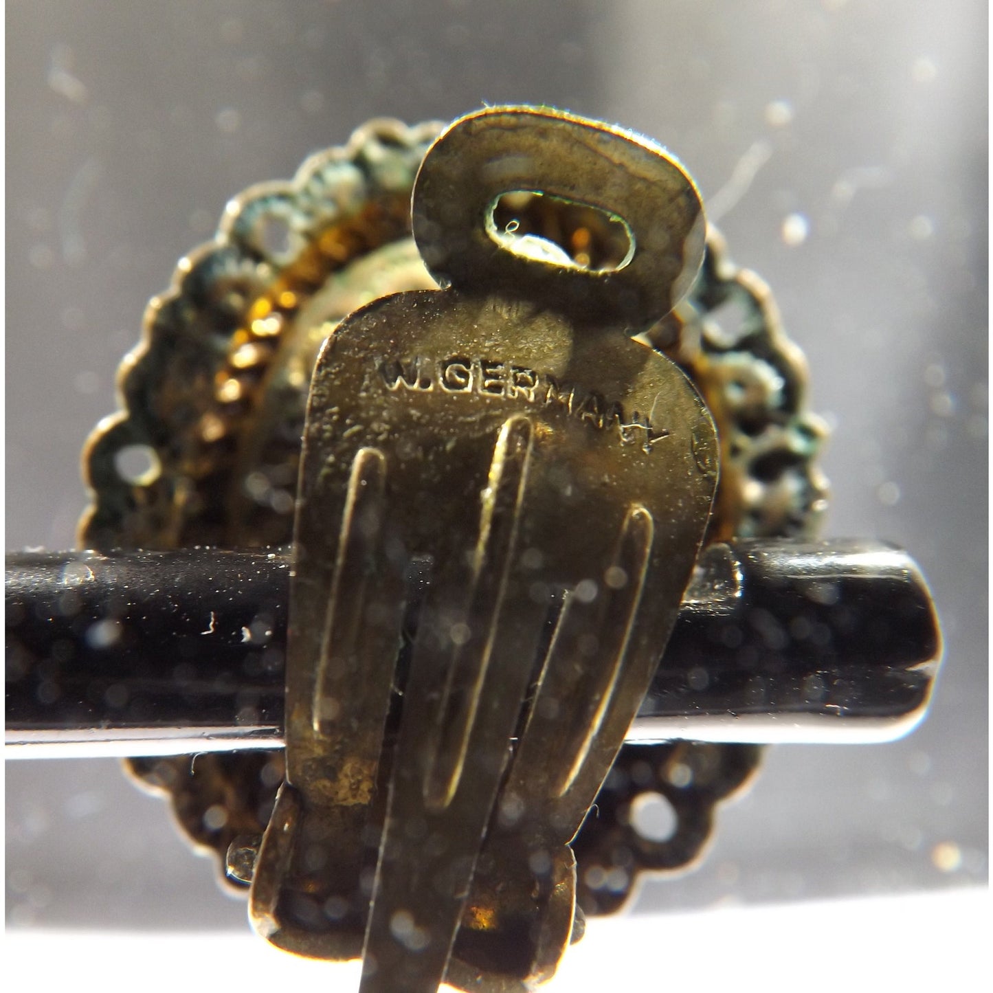 Vintage 1950s West Germany Courting Couple Cameo Pendant Brooch Earrings Set