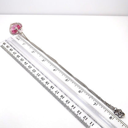 Swarovski “Mom 2003” Pink Heart Crystal Necklace, Swan Logo, Vintage 2000s Jewelry