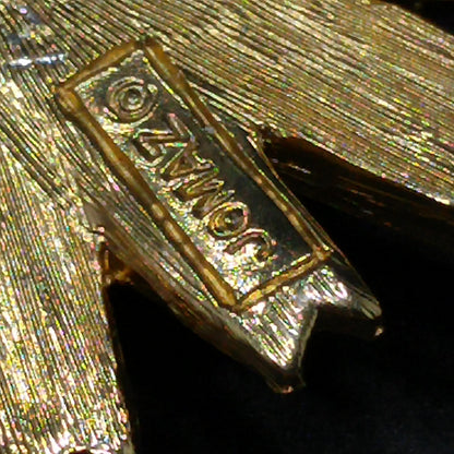 Jomaz Gold Plated Brooch & Earrings, Pave Rhinestones, Joseph Mazer Co, 1960s Vintage Jewelry