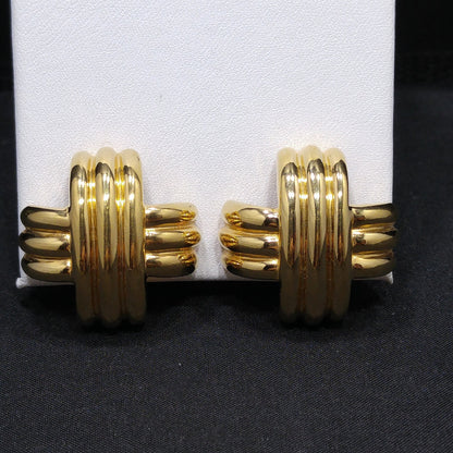 Ciner Gold Plated Cross Earrings, Signed Clips, 1980s Vintage Jewelry