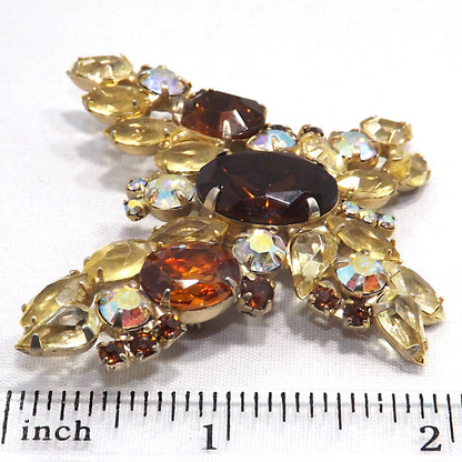 Vintage Butterfly Brooch D & E Juliana Style Rootbeer Rhinestones Yellow Open Back Aurora Borealis Rhinestones Gold Tone Vintage Jewelry