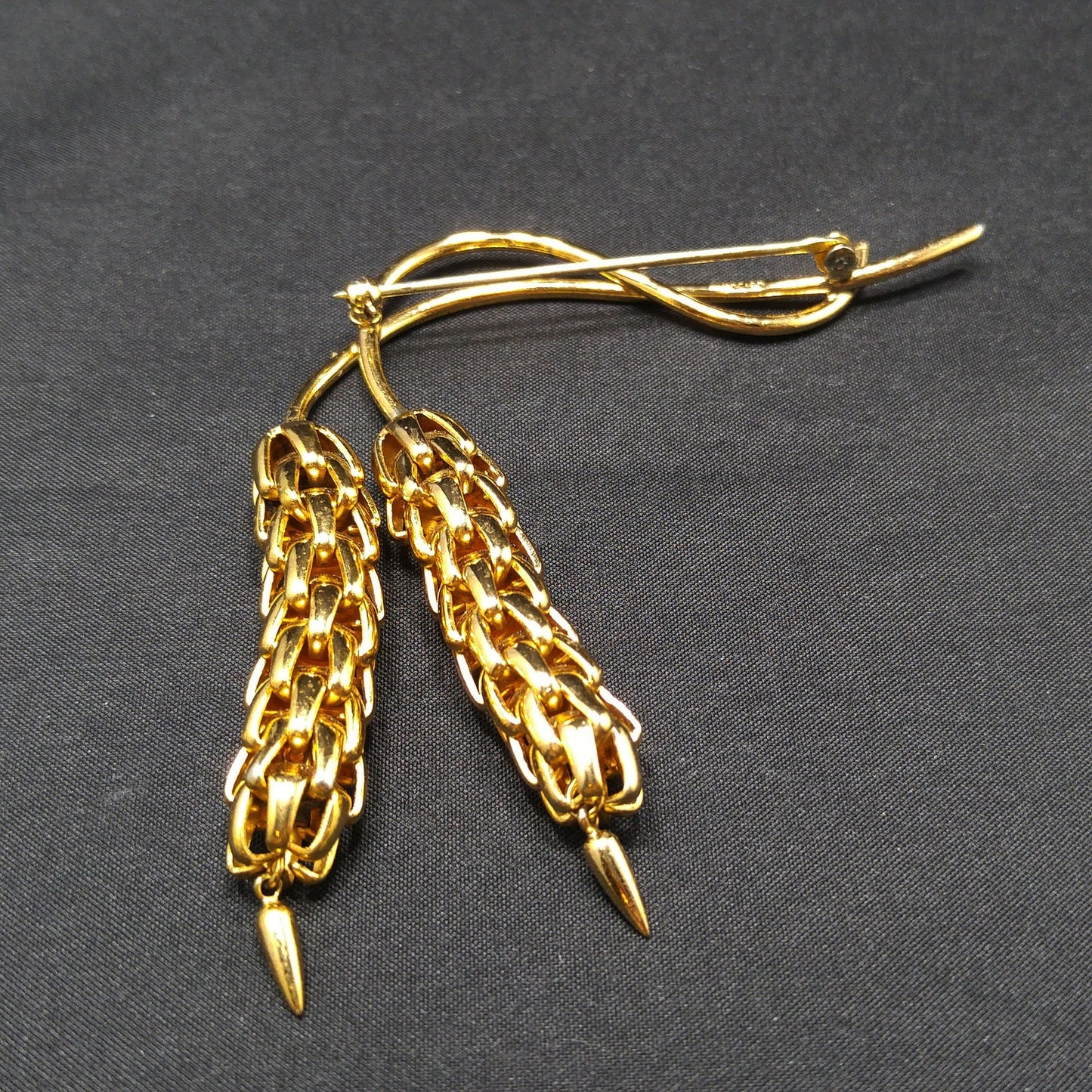Napier "Wheat Chain" Brooch, Eugene Bertolli Designer, Book Piece, 1950s Vintage Jewelry