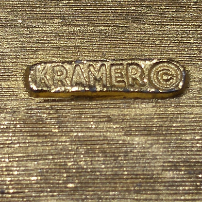 Kramer Gold Plated Dangle Brooch, Faux Pearls, 1950s Vintage Jewelry