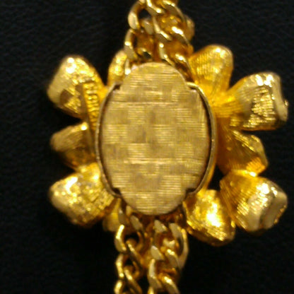 Vintage Florenza Lariat Floral Pendant, Gold Plated, Adjustable, 1960s Vintage Jewelry