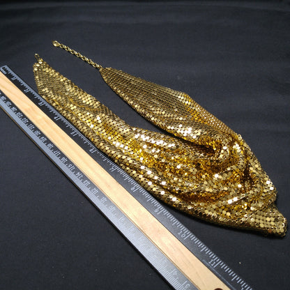 Whiting & Davis Gold Mesh Necklace, Disco Gold Plated, 1970s Vintage Necklace