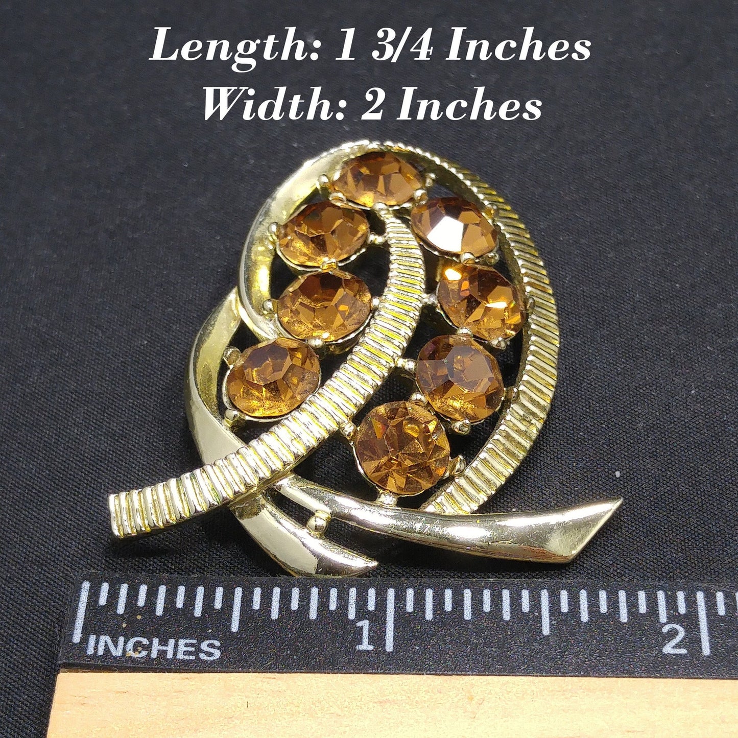 Kramer Topaz Crystal Rhinestone Brooch, Mid-Century Modern, 1950s Vintage Jewelry