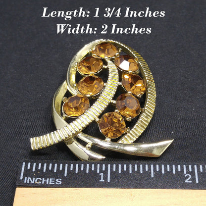 Kramer Topaz Crystal Rhinestone Brooch, Mid-Century Modern, 1950s Vintage Jewelry