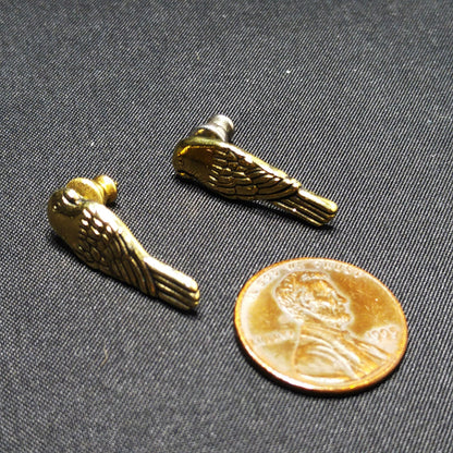 Laurel Burch Lorikeets Post Earrings, Gold Plated, 1980s Vintage Jewelry