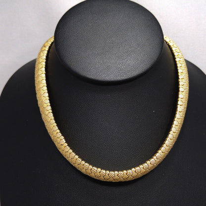 Vintage CINER Gold Plated Snake Zig Zag Choker Necklace