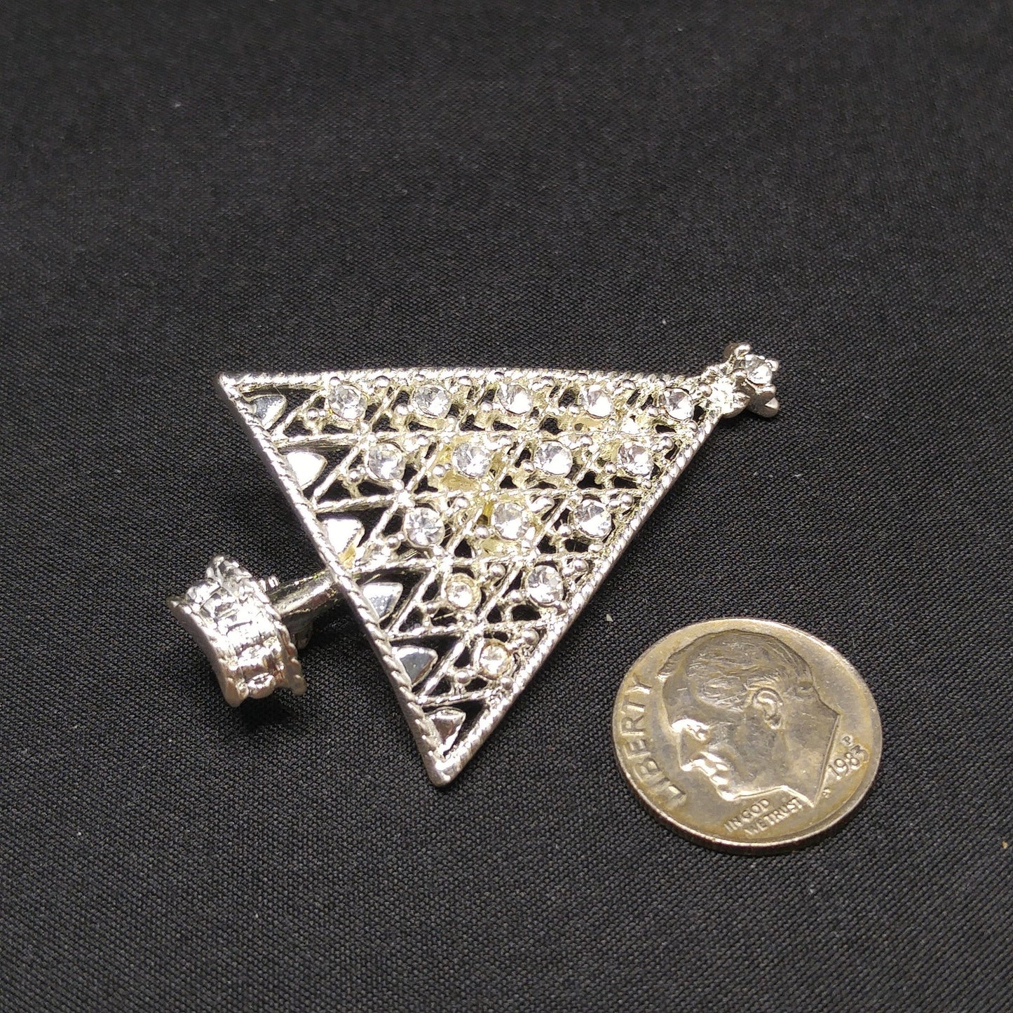 Eisenberg Ice Christmas Tree Brooch, Silver Tone, Clear Rhinestones