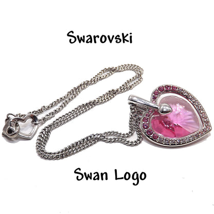 Swarovski “Mom 2003” Pink Heart Crystal Necklace, Swan Logo, Vintage 2000s Jewelry